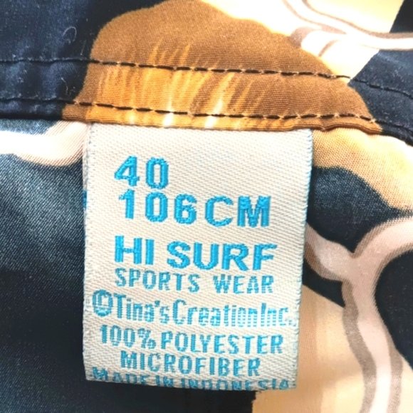 Hawaiian Board Shorts 40 Pocket Surf Trunks Beach Black Gold White - Picture 10 of 13